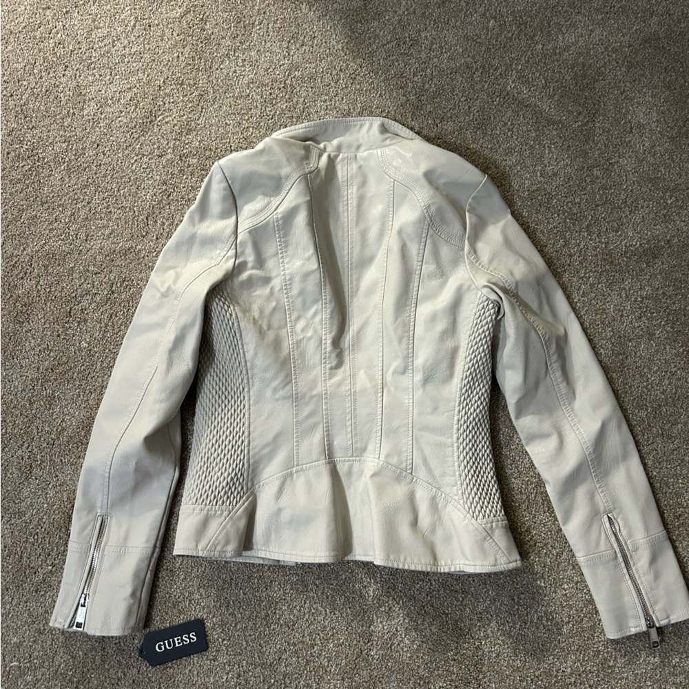 Guess Cream Leather Jacket - Picture 2 of 4